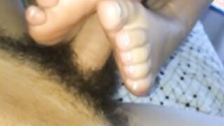 Gorgeous blonde footjob