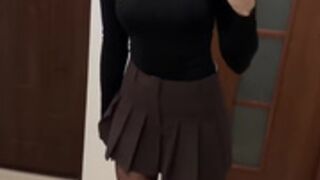 Sexy Polish slut in miniskirt and silky black pantyhose 2