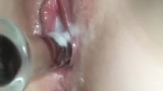 Creamy ex 18y girlfriend milking her pussy on phone.